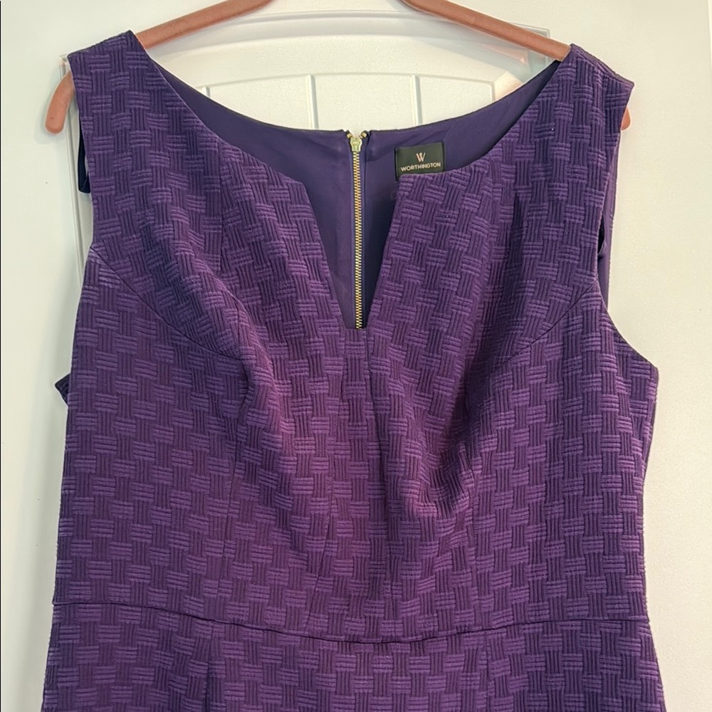 Worthington Purple Dress Elegant Style Pretty Patter Size 16 - Picture 3 of 9